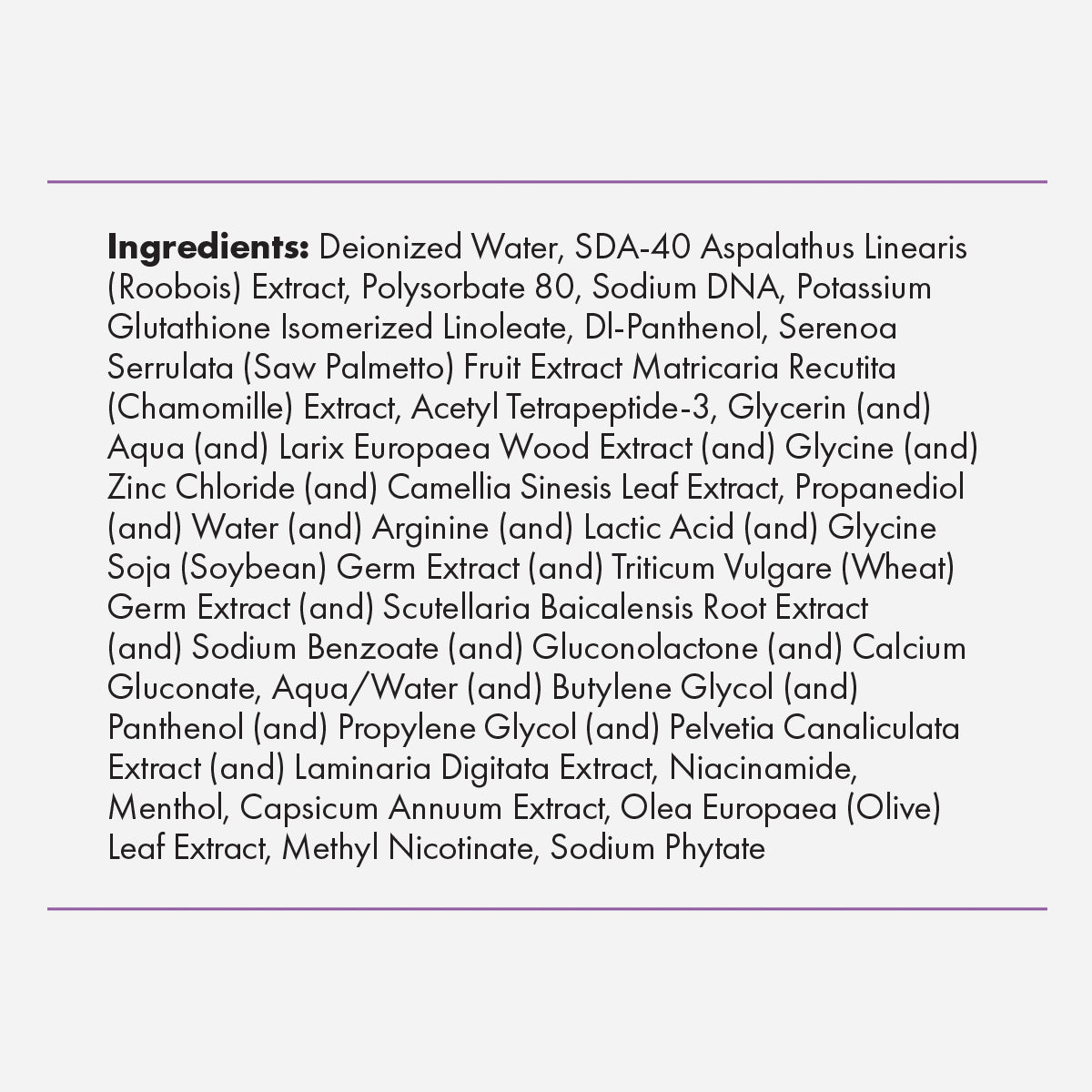 Ingredient list for Foundation Skincare Hair Serum