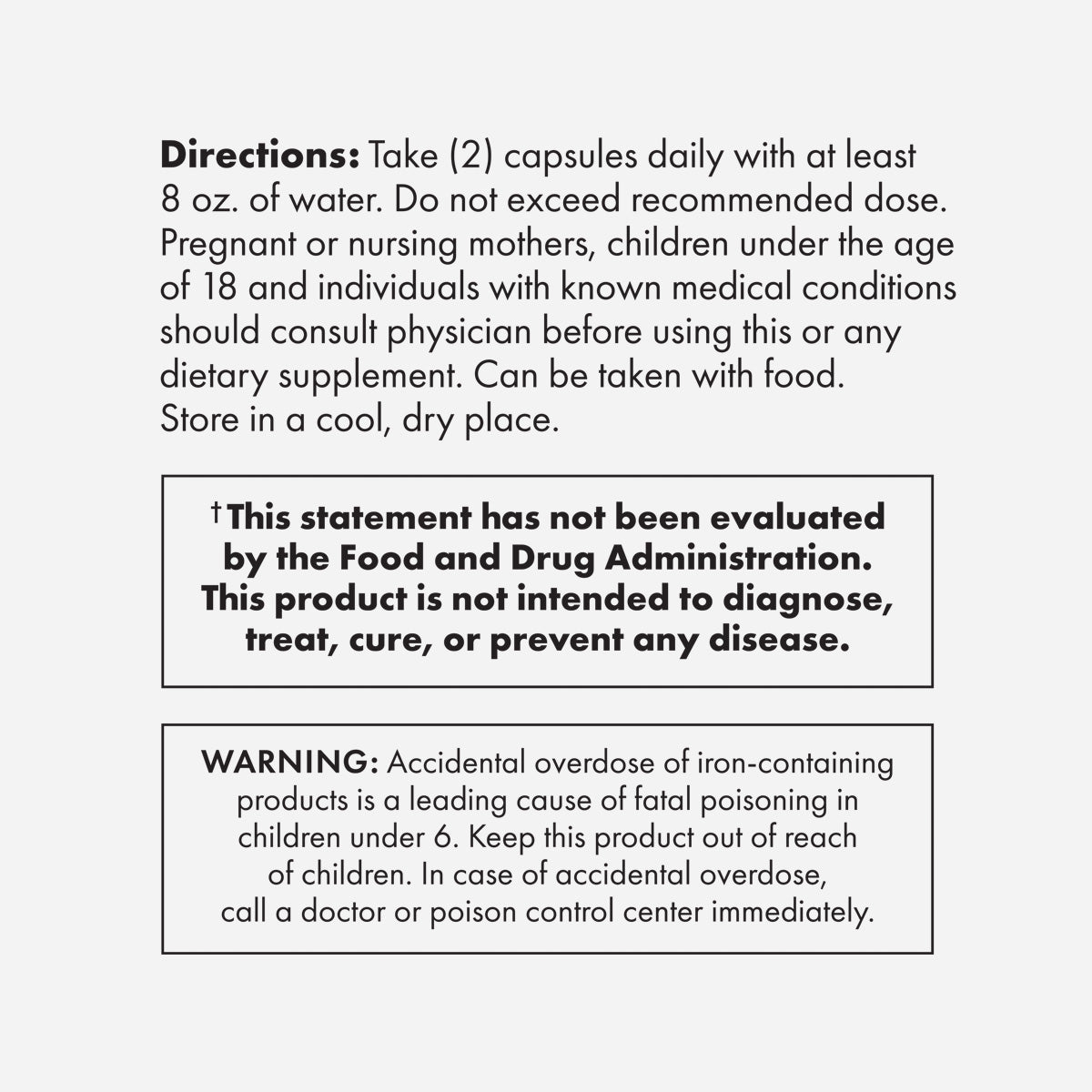 Directions and FDA statement for UnTangled Hair Supplement