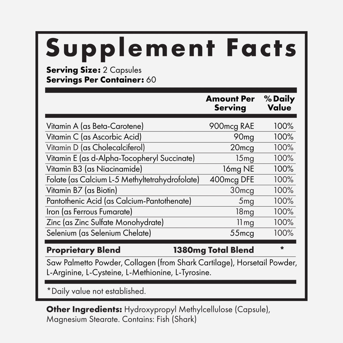 UnTangled Hair Supplement Ingredient List and Supplement Facts