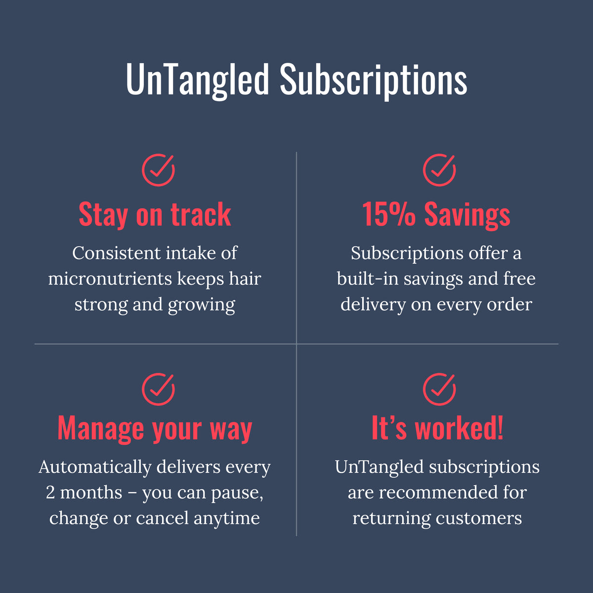 Save 15% off with a subscription to UnTangled Hair Supplement through Foundation Skincare