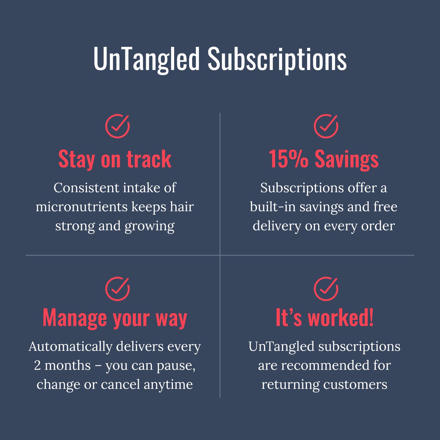 Save 15% off with a subscription to UnTangled Hair Supplement through Foundation Skincare