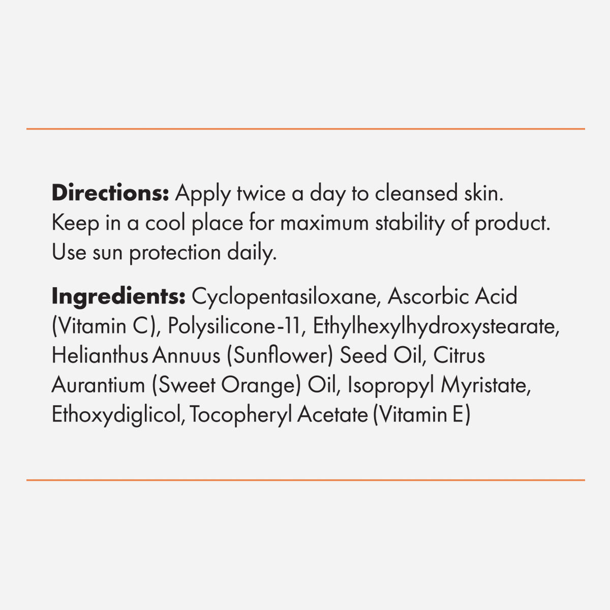 Directions and ingredients for Foundation Skincare 20% Vitamin C Face Lotion